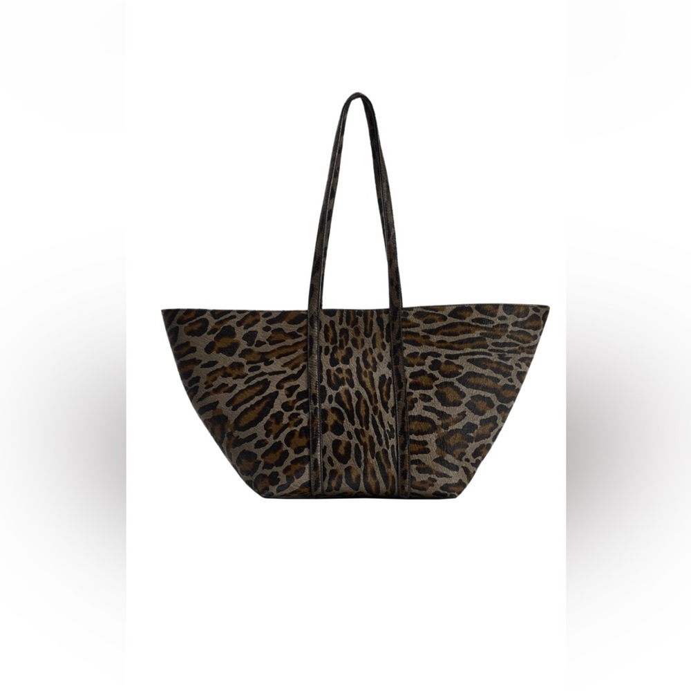 ZARA ANIMAL PRINT LEATHER TOTE BAG